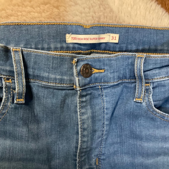 Levi's 720 High Rise Super Skinny Denim Jeans Size 31 Womens Distressed Light - Picture 2 of 8